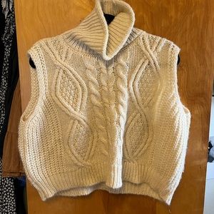 Anthropologie cropped cream sweater vest